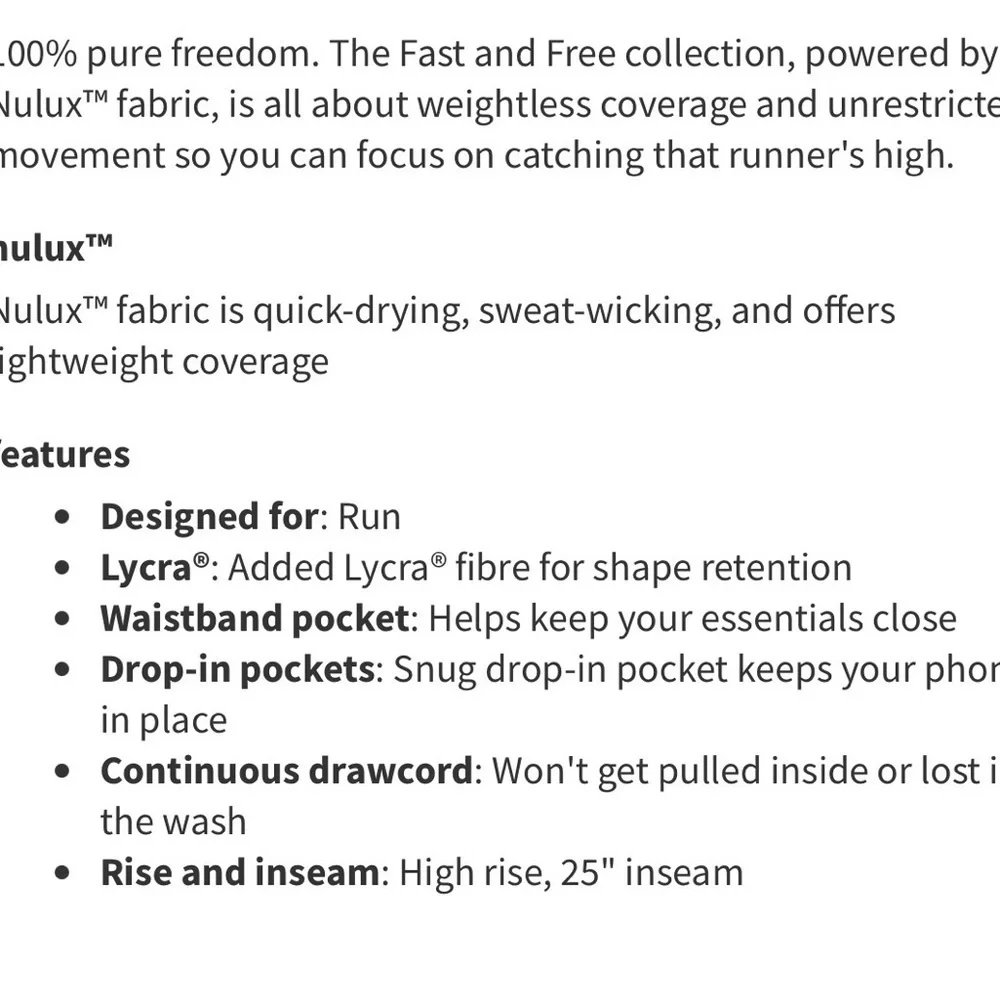 Lululemon 6 Fast & Free 7/8 Tight II *Non-Reflective Nulux 25